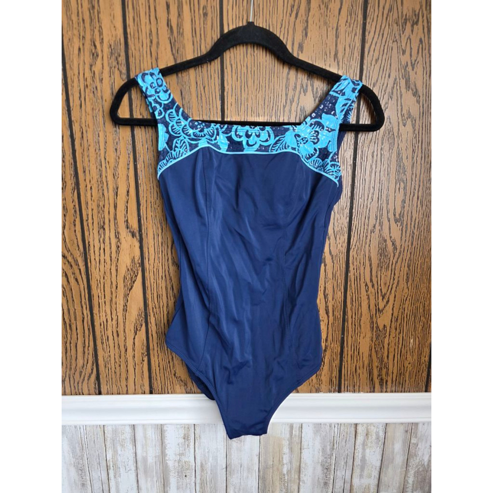 Women's Roxanne Navy Blue Floral One Piece Swimsuit 14